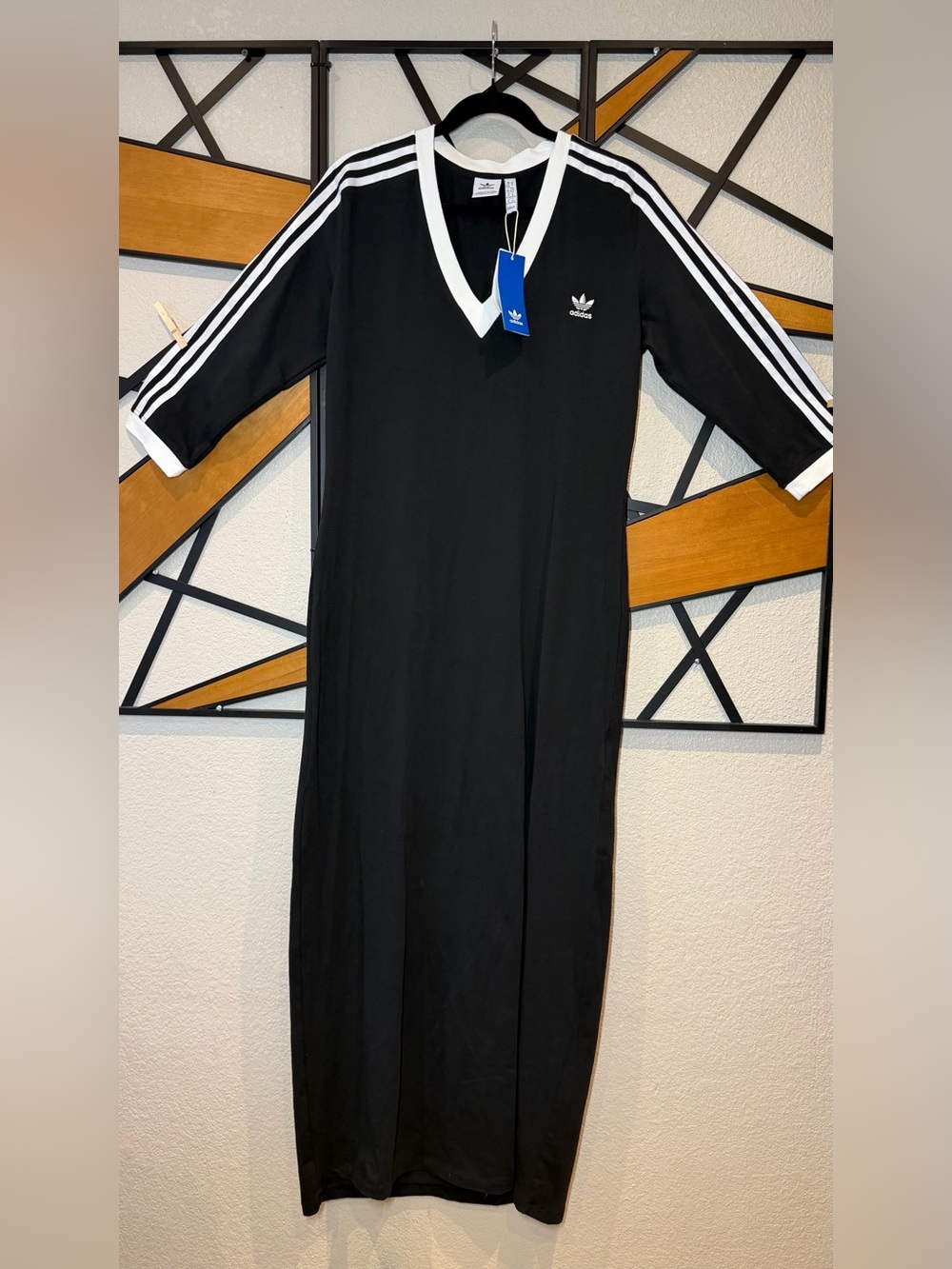 adidas Black One-Piece V-Neck Bodysuit with White Trim